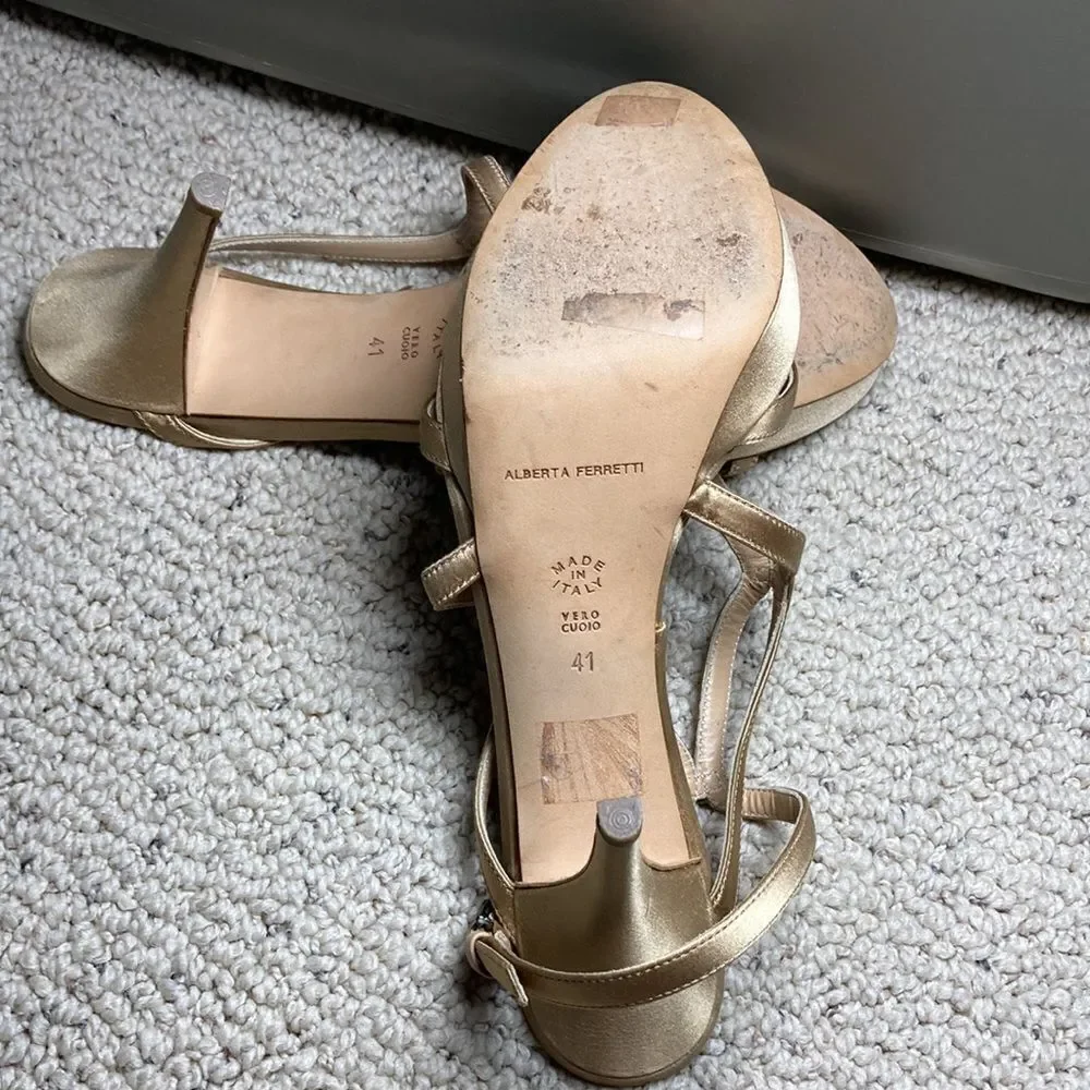 Alberta Ferretti Gold Heels Size 41 / 10.5